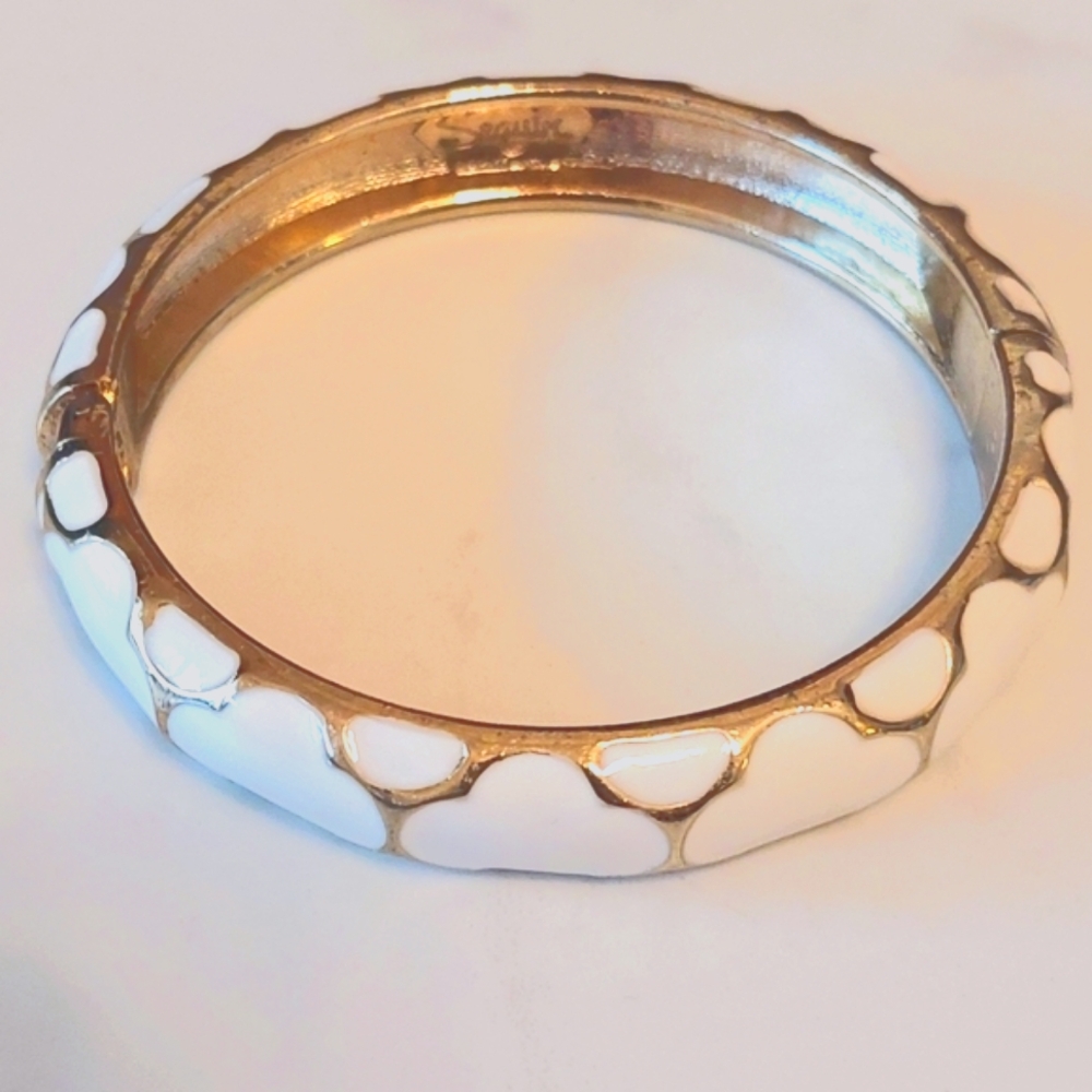 Sequin White Gold Enamel 3" Bangle